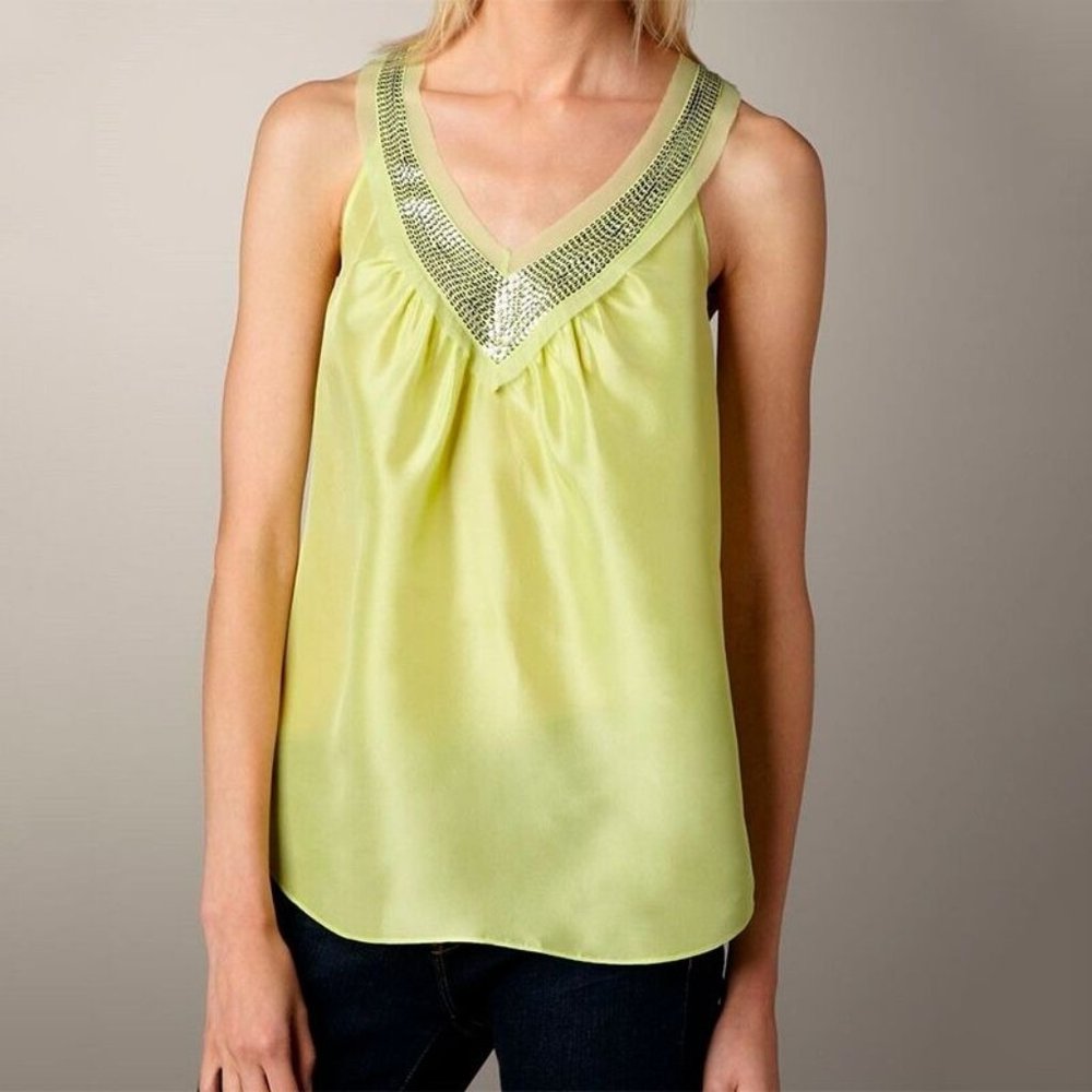 NWT REBECCA TAYLOR Limea Silk Sequin‎ Sleeveless Top Sz 10